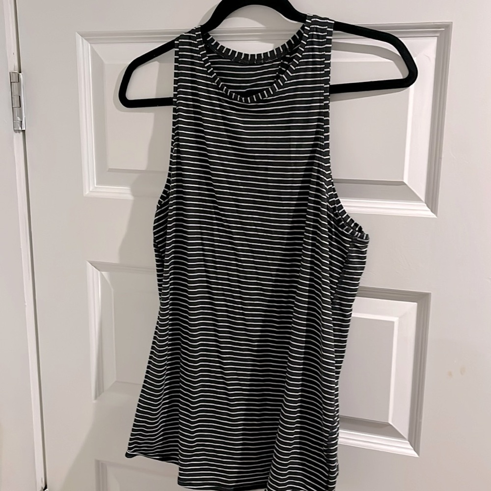Black & White Striped Tank Top with Open Back